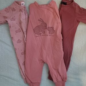 3 H&M Bunny Baby Footless Pajamas